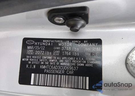 2012 Hyundai Veloster Base W/Gray from USA, damaged, VIN KMHTC6AD3CU069637